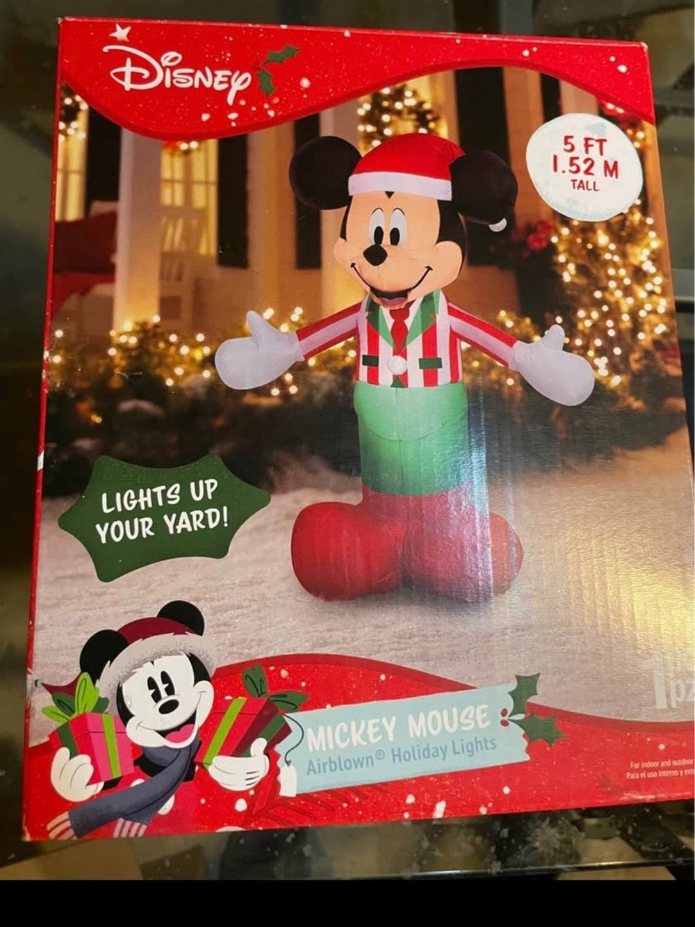 Disney Mickey Mouse Inflatable Holiday Yard Decor - Red & Green